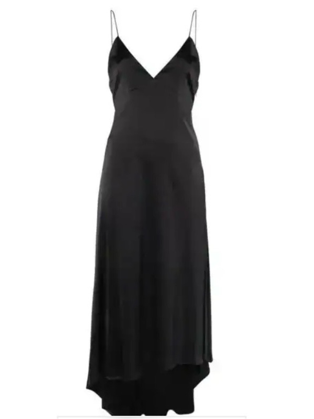 Alice + Olivia Black Satin Maxi Dress Gown High Low Hem Small